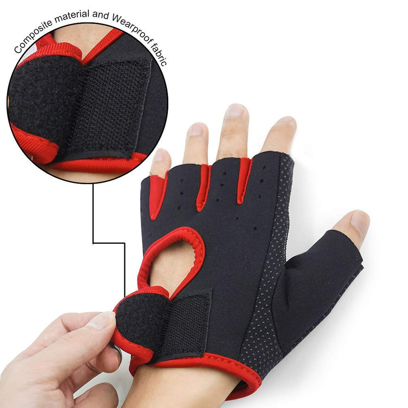 Luwint Kids Fingerless Workout Gloves - Anti-Slip Fitness Mitten for Children Cycling Yoga Weightlifting, 1 Pair Red Small - BeesActive Australia