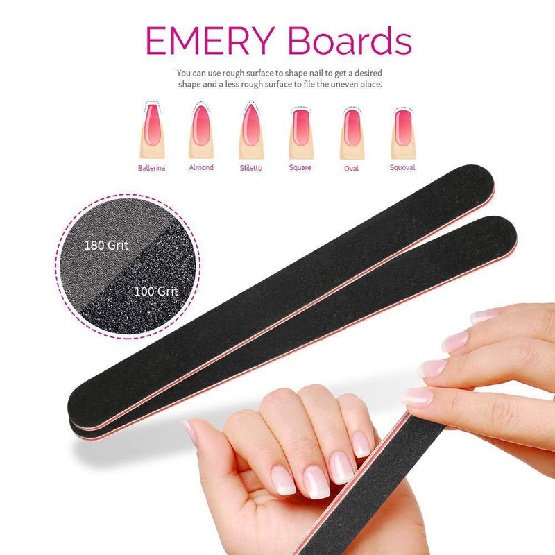 Nail Files and Buffers Set| Care Essentials Professional Manicure Pedicure Tools Kit| Includes 6pc 120 Grit Buffer Blocks, 6pc 100/180 Grit Files, 4pc Dusting Brush and 4pc Toe Separators| 20pcs/pk - BeesActive Australia