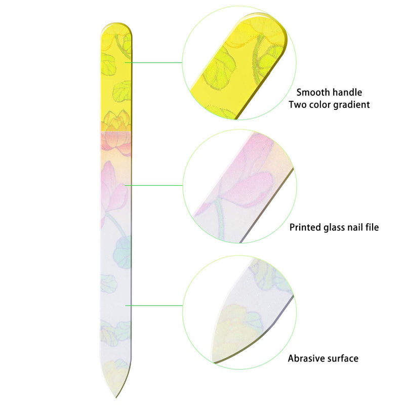 8 Pieces Glass Nail Files with Cases, Glass Nail File and Buffer Colorful Pattern Printed Nail Buffers with Travel Protective Cases for Professional Manicure Supplies - BeesActive Australia