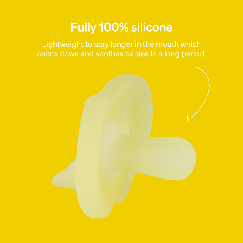 Love Noobs Full-Silicone Pacifier, 4 Pacifiers, Pacifiers 0-6 Months, Newborn Pacifiers, Binkies 0-3 Months, Silicone Pacifiers, Soothie Pacifier 0-3 Months, Newborn Pacifiers 0-3 Months Yellow 1 Count (Pack of 4) - BeesActive Australia