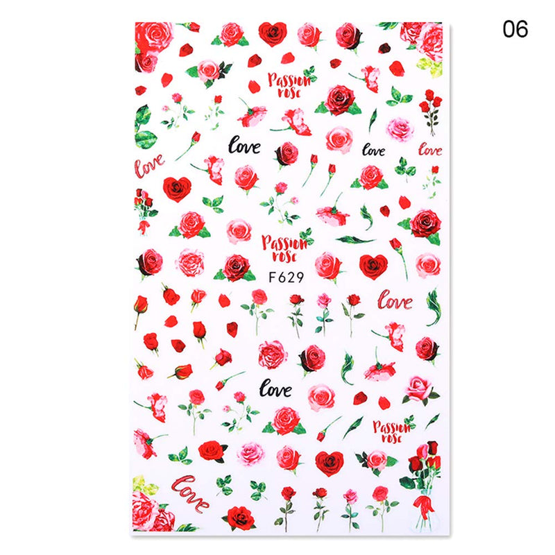 Valentine's Day Nail Art Sticker Heart Summer Spring Butterfly Sexy Red Lip Flower Series Mixed Art Design Accessories Female Trend (6pcs / pack) - BeesActive Australia