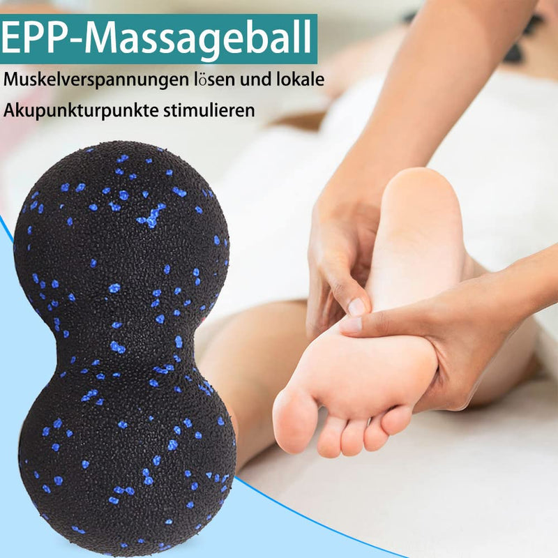 Peanut Massage Ball - Double Lacrosse Ball for Trigger Point Therapy, Myofascial Release, Deep Tissue Fitness Massage & Relax Tight Muscles, Peanut Ball 16cm & Trigger Point Massage Ball 8cm - BeesActive Australia