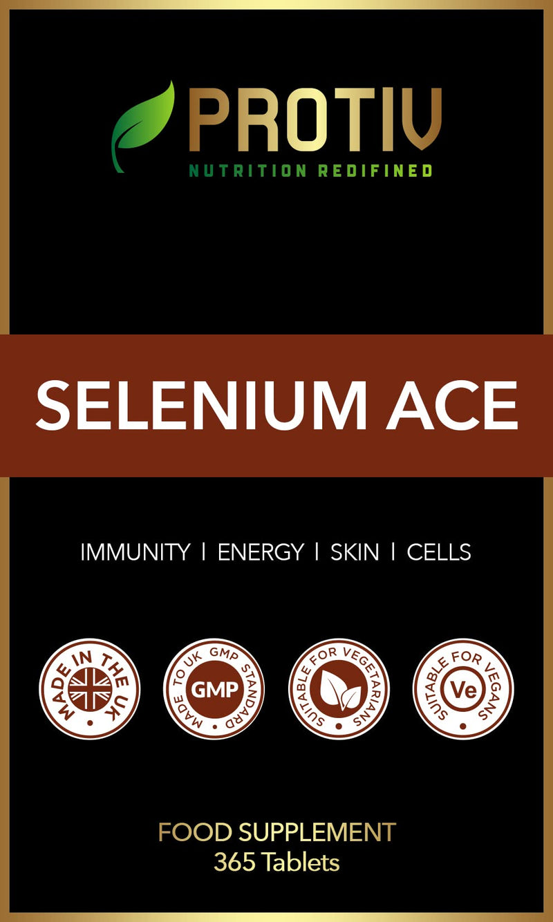 Selenium ACE 365 Tablets - Daily Supplement with Vitamins A, C & E - Antioxidant Immune Support - UK Manufactured to GMP Standards - BeesActive Australia
