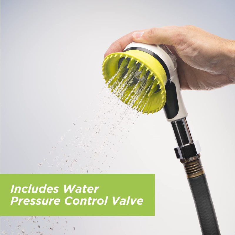 Wondurdog Outdoor Garden Hose Nozzle for Dog Washing with Splash Shield Handle and Rubber Grooming Teeth. Metal Connector and Water Pressure Control. Wash Your Pet. Don’t Get Wet! - BeesActive Australia