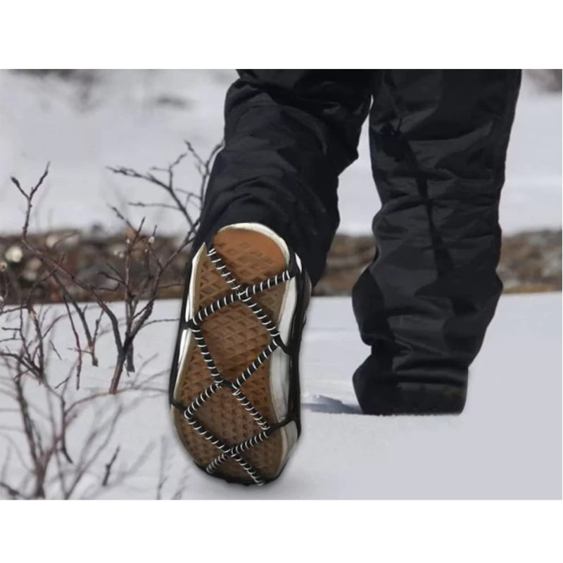 Walk Traction Cleats,Ice Cleats Anti Slip Crampons Rubber Spikes Ice Snow Grippers for Boots and Shoes for Winter Walking on Snow and Ice Climbing Hiking Mountaineering 2PCS for Man and Woman TPE - BeesActive Australia