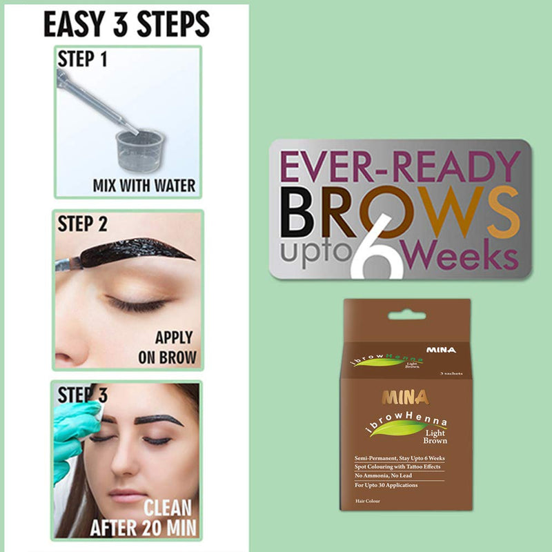 MINA ibrow Henna Light Brown tint with Brow Oil - BeesActive Australia