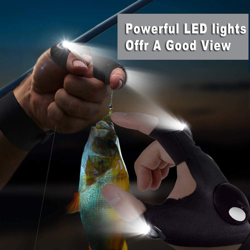 LED Flashlight Gloves Work Gloves with Lights, Birthday Gifts for men dad boyfriend, Light Flashlight Gloves for Handyman, Mechanics, Electrician, Fishing, Night Running, Camping, Outdoor Activities - BeesActive Australia