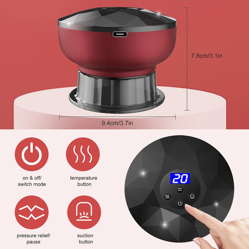 Electric Cupping Set Vacuum Cupping Massager, Topretty Smart Electric Cupping Therapy Set with Red Light Rechargeable Gua Sha Cupping Set Scraping Massage Tool with LCD Screen (12 Gear Adjustable) - BeesActive Australia