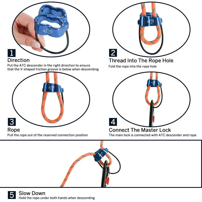 NewDoar Climbing Abseiling Belay Device ATC Rappelling Descender 25KN V-grooved Equipment Blue - BeesActive Australia