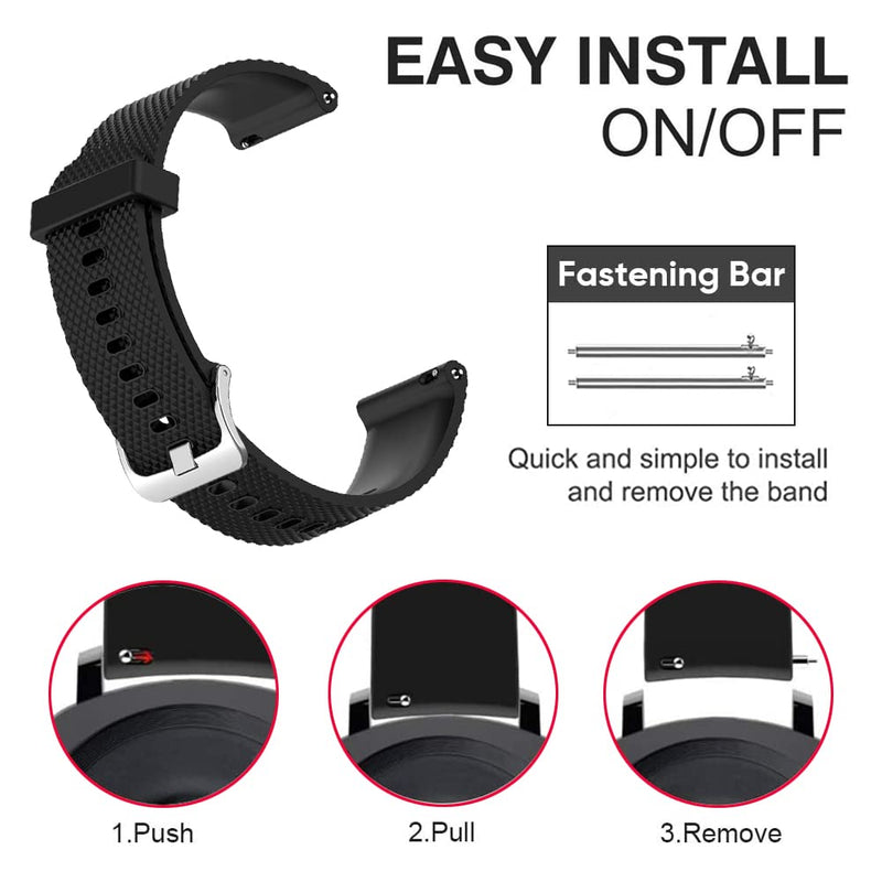 Compatible for Garmin Vivoactive 3, 20mm Silicone Replacement Wristband Quick Release WatchBand Strap Band Wristband for Garmin Vivoactive 3/vivomove HR/Forerunner 245/Venu Sq Black Small - BeesActive Australia