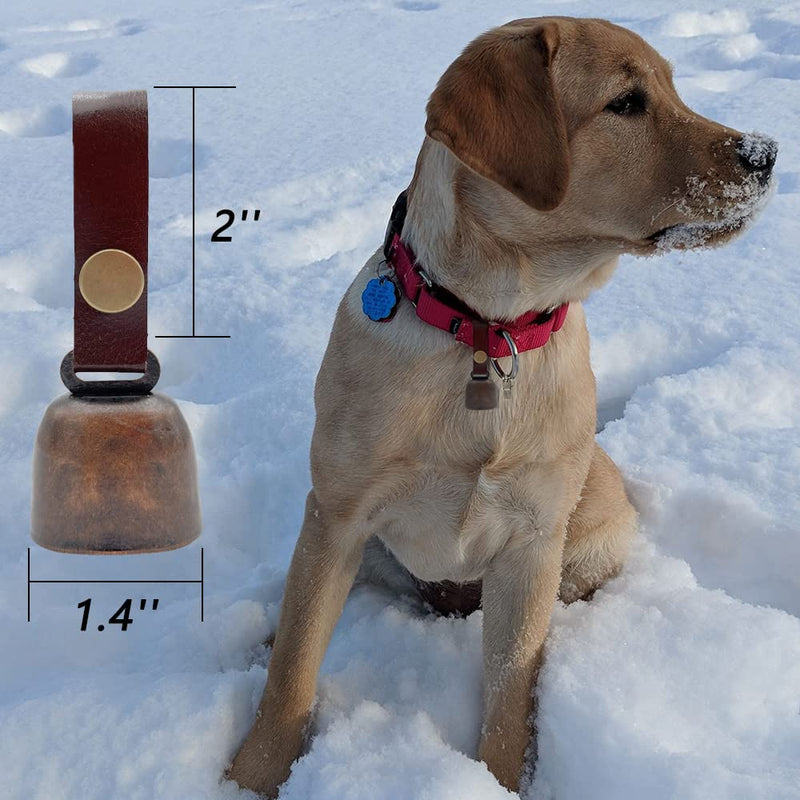 Dog Collar Bell Pet Bells Tracker Noise Maker Anti-theft Bell with Leather Button Strap and Pet Anti- Lost Silver Pendant ID Tags (2Sets) - BeesActive Australia