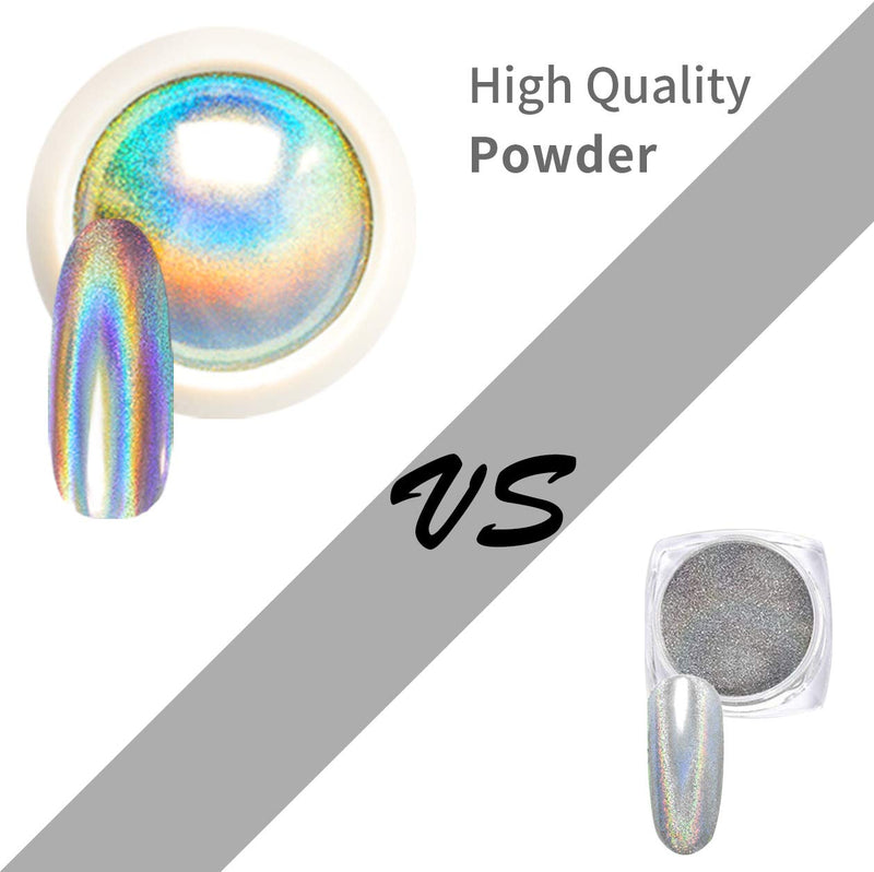 Holographic Chrome Nail Powder, Unicorn Mirror Effect Premium Salon Rainbow Nail Glitter Manicure Pigments, 0.04oz/1g - BeesActive Australia