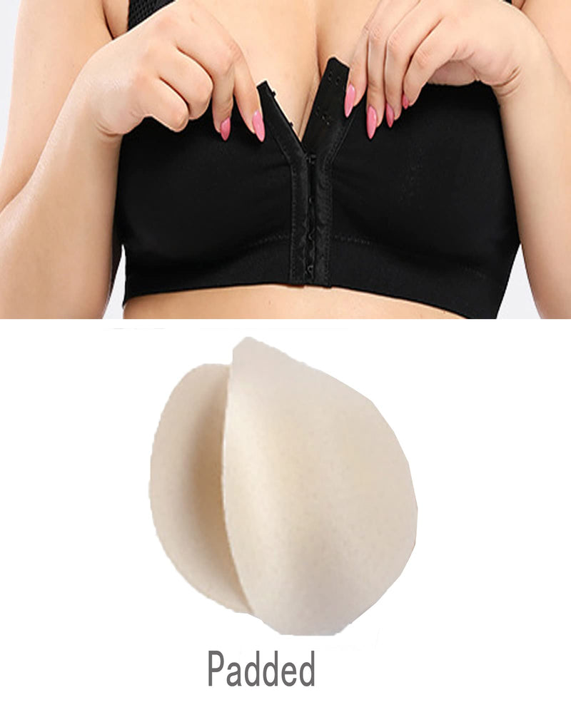 Jengo Post Surgery Bra for Women Surgical Bras Front Closure Sports Bras Breast Augmentation Mastectomy Bra Post Op Bra S Black - BeesActive Australia