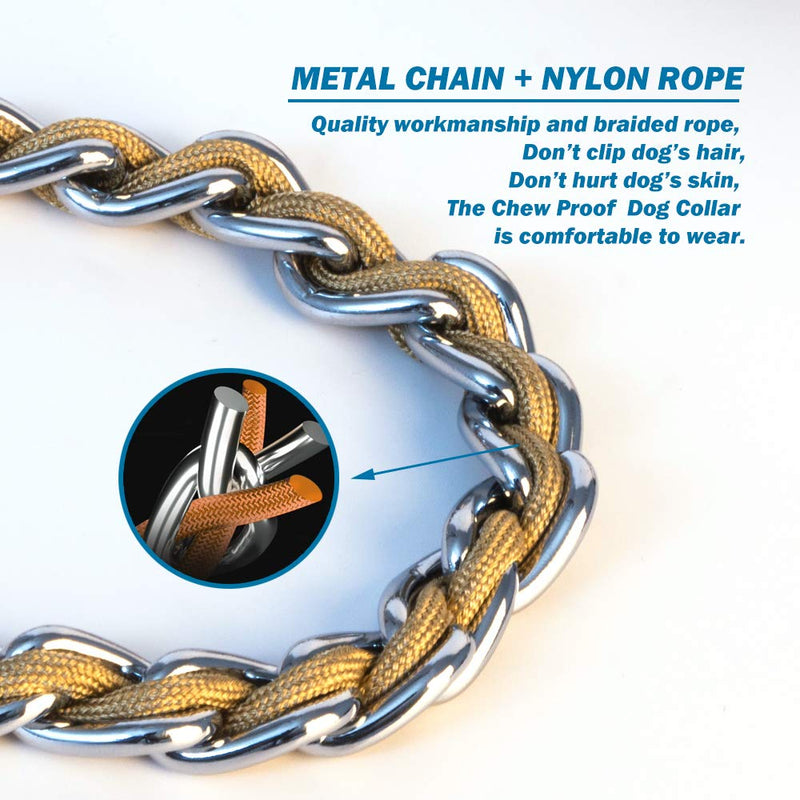 TSPRO Chew Proof Dog Leash Stainless Steel Dog Leash Metal Chain Training Dog Leash with Soft Handle for Medium Large Dog Length: 100cm/39.37inches KAHKI - BeesActive Australia