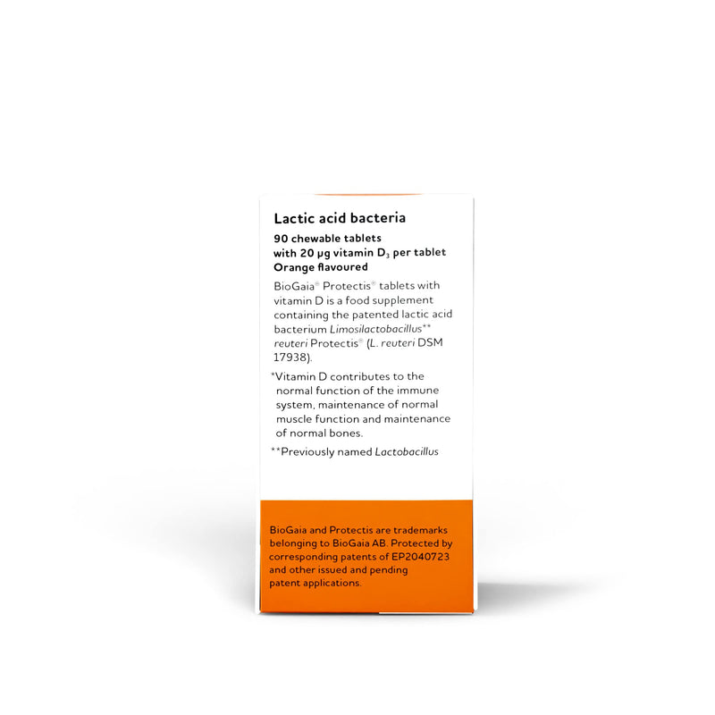 BIOGAIA Protectis Probiotic Chewable Vitamin D3 Tablets, Orange Flavoured, 90 Pieces, for The Whole Family 90 Count (Pack of 1) - BeesActive Australia