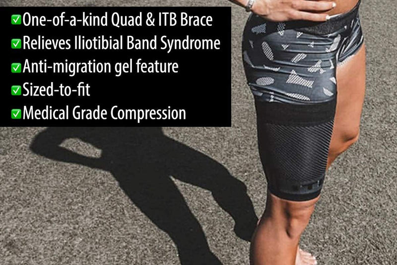 OrthoSleeve Thigh Quad Iliotibial Band Brace for Thigh Pain, Hamstring Weakness and ITB Syndrome Large Black - BeesActive Australia