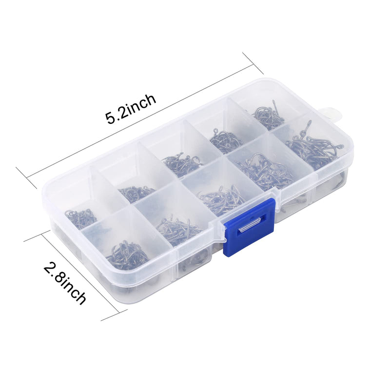 VIPMOON 500 Pcs High-Carbon Steel Barbed Fishing Hooks with Holes, 10 Specifications of Fishing Hooks, Portable Boxed Fish Hooks Black Freshwater Fish Hooks Set - BeesActive Australia