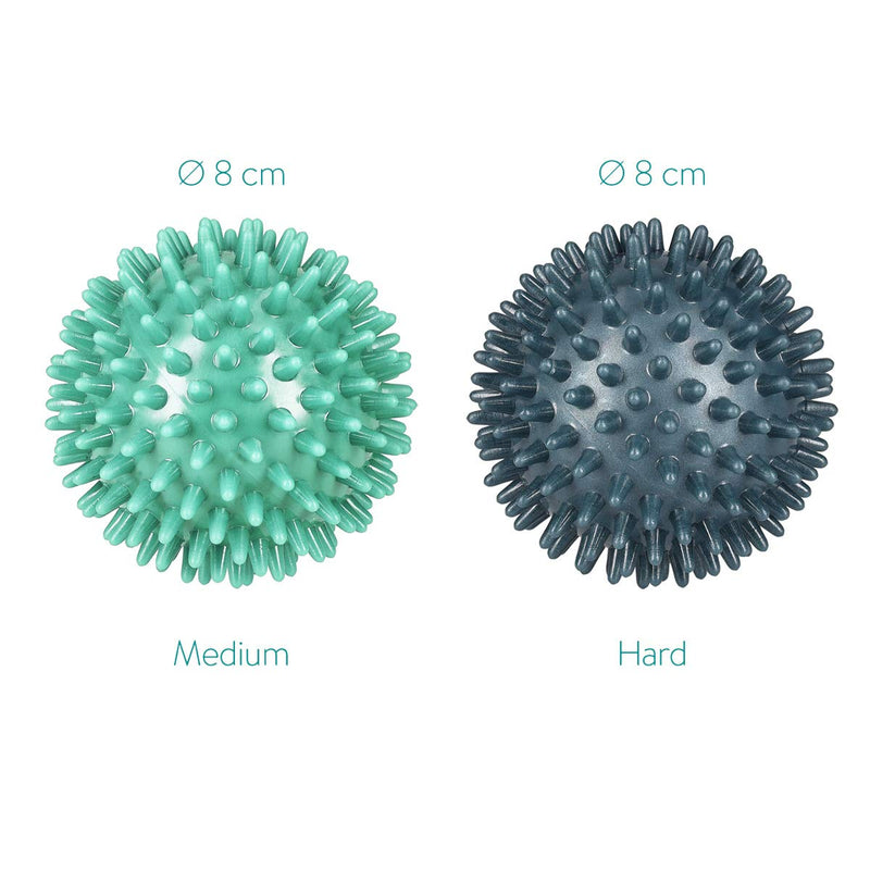 Navaris Spiky Massage Balls - Set of 2 - Hedgehog Balls for Self Massage - 1x Medium-Hard & 1x Harder Ball - Pair of Bumpy Massager Balls - � 8cm - BeesActive Australia