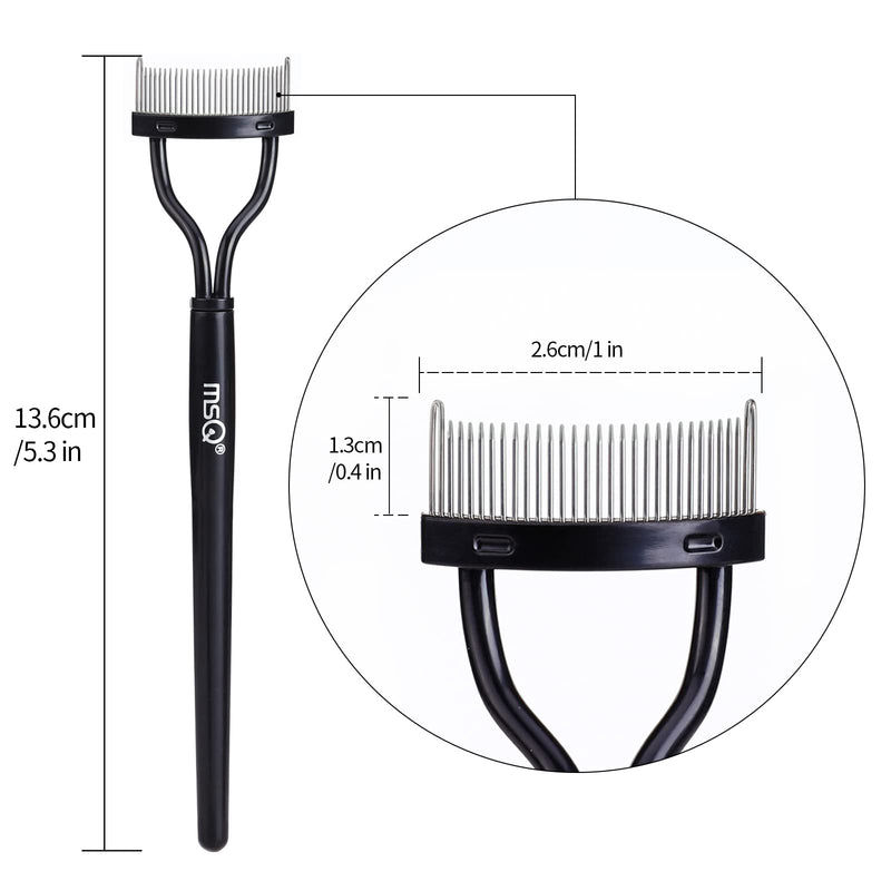 Eyelash Comb Curler Eyebrow Brush MSQ Eyelash Separator Mascara Applicator Eyelash Definer With Comb Cover Arc Designed Cosmetic Brushes Tool Black - BeesActive Australia