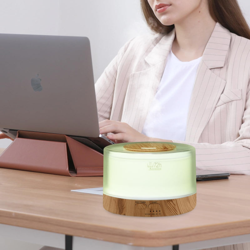 700ML Essential Oil Diffuser, Remote Control Aromatherapy Diffuser with 7 LED Light Colors, Adjustable Mist Mode and Waterless Auto-Off Oil Diffusers Humidifier, Diffusers for Home Bedroom Yoga Sleep Light Wood Grain With Remote Control - BeesActive Australia