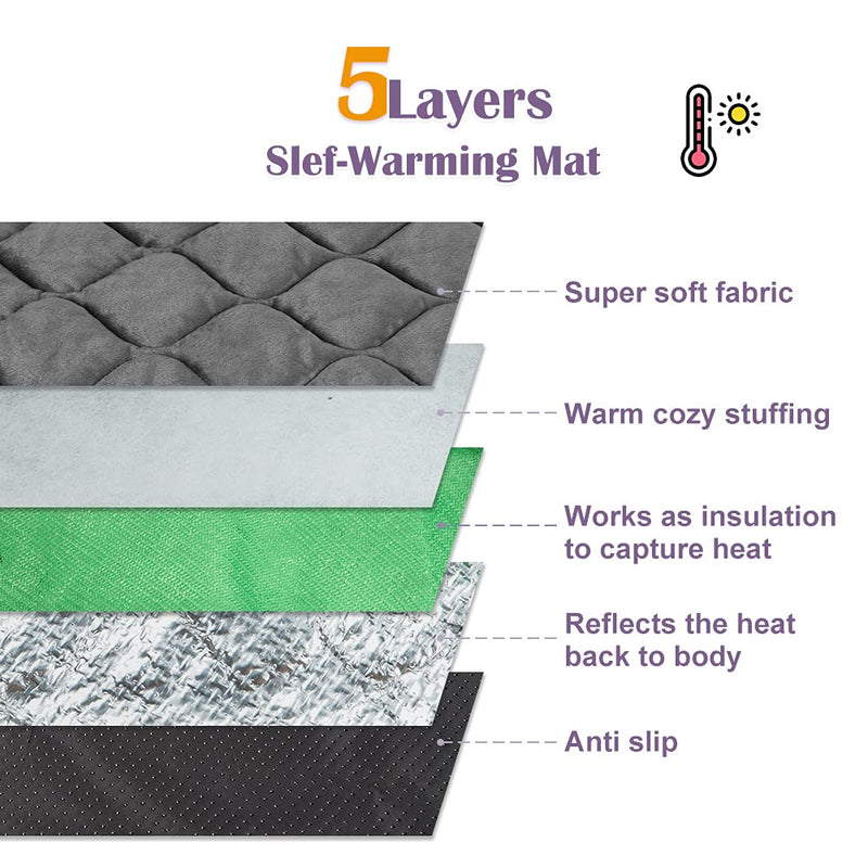 Self Heating Cat Mat Thermal Pet Bed Mat Self-Warming Pet Crate Pad 16"x20" Grey - BeesActive Australia