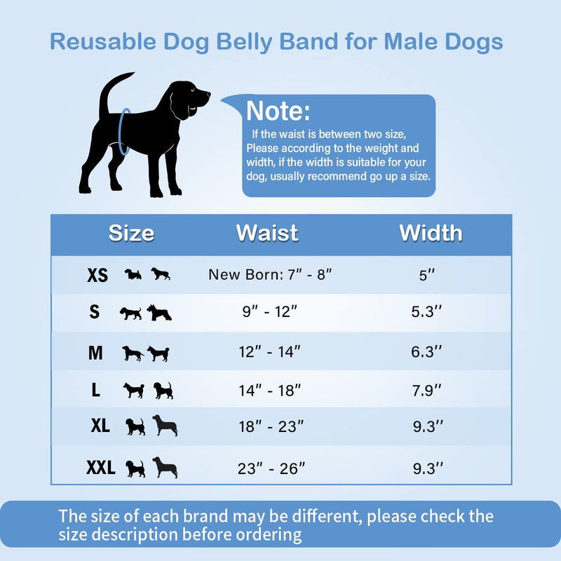 Pet Soft Dog Belly Bands - Washable Male Dog Diapers Belly Band for Male Dogs, Reusable Male Dog Belly Wraps 3pack for Doggy Puppy(Blue Plaid, S) Blue Plaid Small (9''-12'') - BeesActive Australia