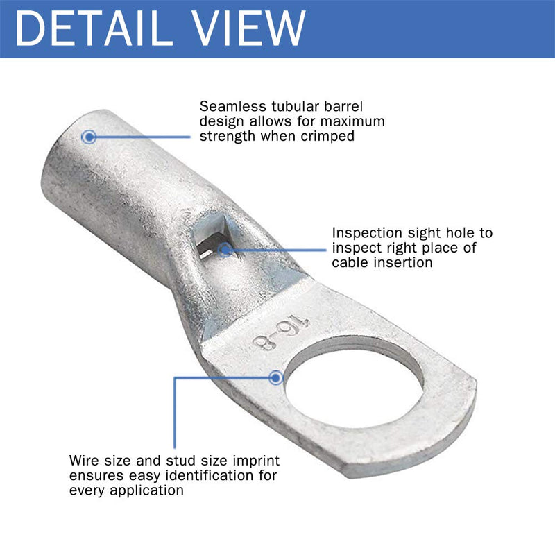 [AUSTRALIA] - ELECFUN 56pcs Battery Cable Ends 8-4 AWG Heavy Duty Wire Lugs Tinned Copper Battery Cable Ends Tubular Ring Terminal Connectors with Sight Hole 