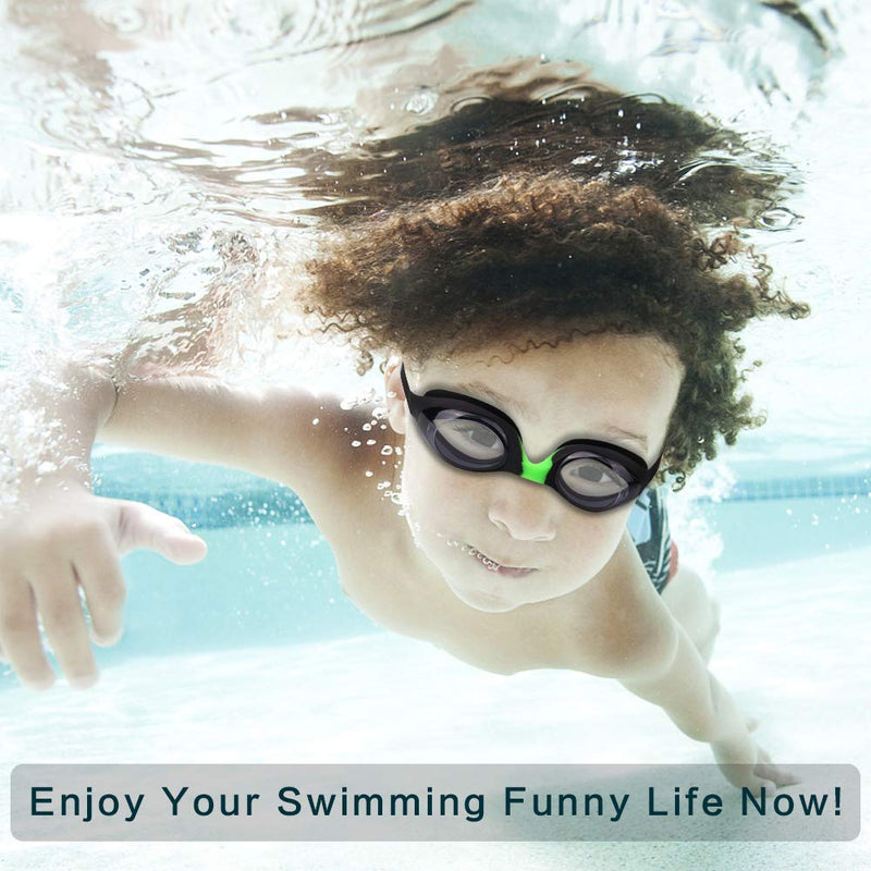 Hurdilen Kids Swim Goggles,2 Pack,Swimming Goggles for Kids (Age 2-8) Black & Blue - BeesActive Australia