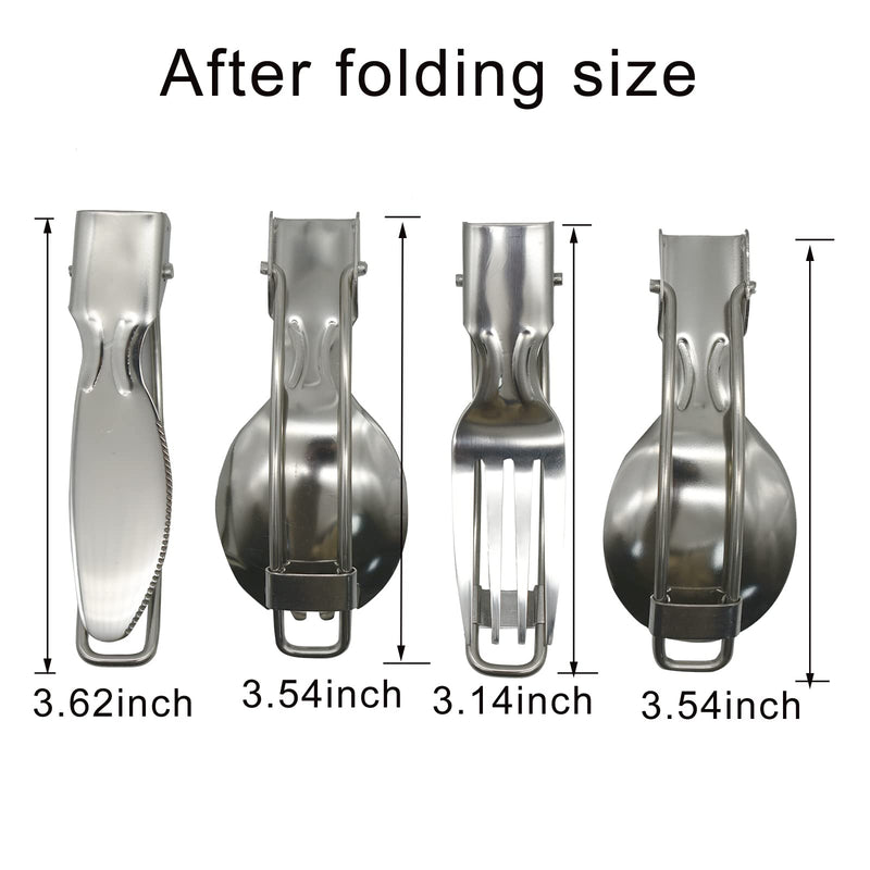 Pinenjoy 4Pcs Folding Camping Utensils Set Protable 18/10(304) Stainless Steel Flatware include Spoon Fork Knife for Picnic Travel Hiking Backpacking - BeesActive Australia