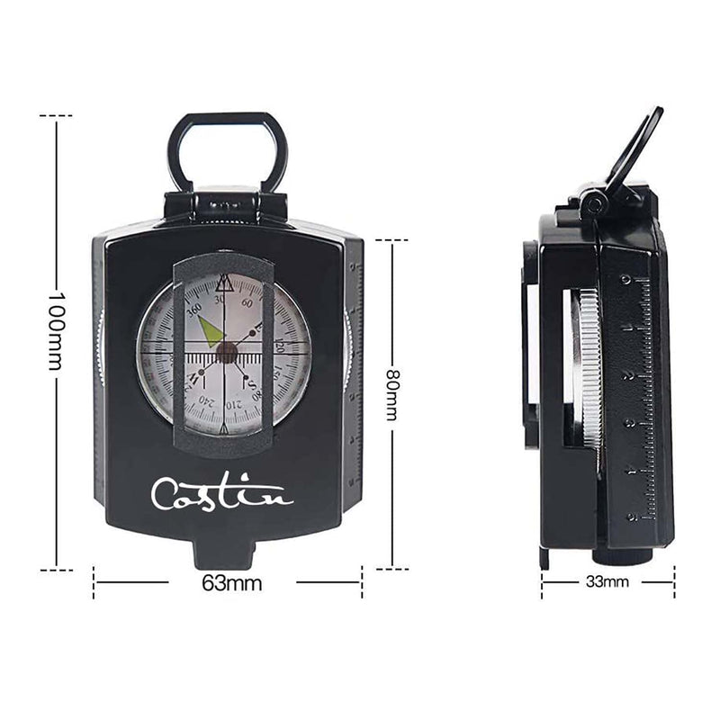 COSTIN Multifunctional Compass, Metal Military Waterproof High Accuracy Compass with Map Measurer, Distance Calculator,Bubble Level Perfect for Outdoor Activities, Matte Black - BeesActive Australia
