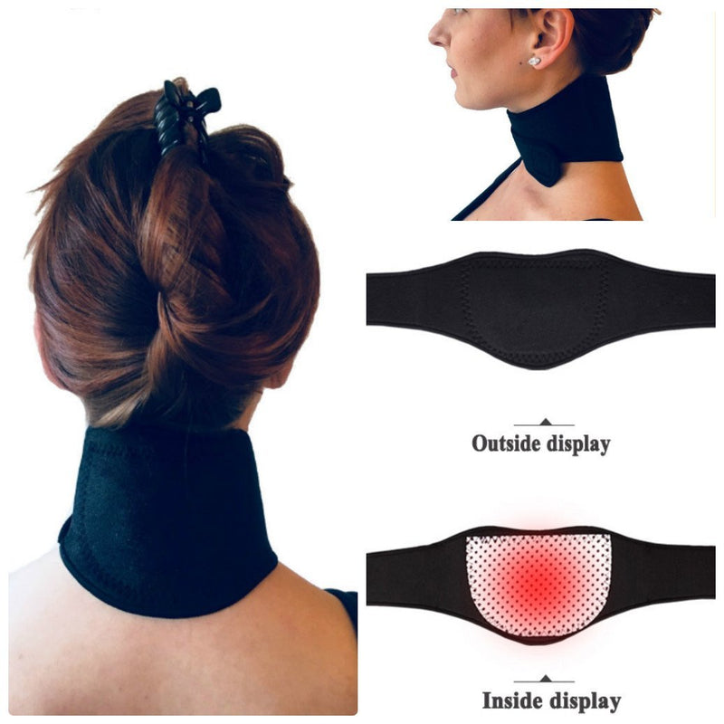 Neck Support Brace Self Heating Magnets Natural Healing Chronic Pain Headaches (Black) Black - BeesActive Australia