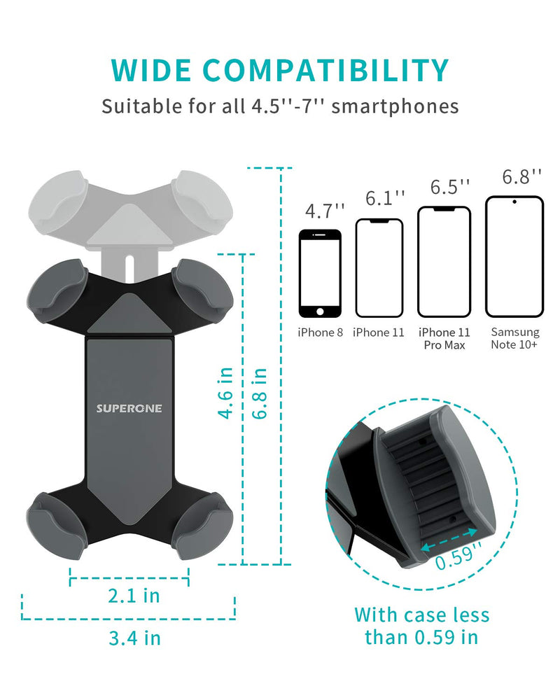 SUPERONE Bike Phone Mount, [Designed for OtterBox & Thick Case] Super Stable Bicycle Motorcycle Cell Phone Holder Handlebar, Compatible with iPhone 12 SE 11 Pro Max XR 8 7 Samsung S20/10/9/8 and More - BeesActive Australia