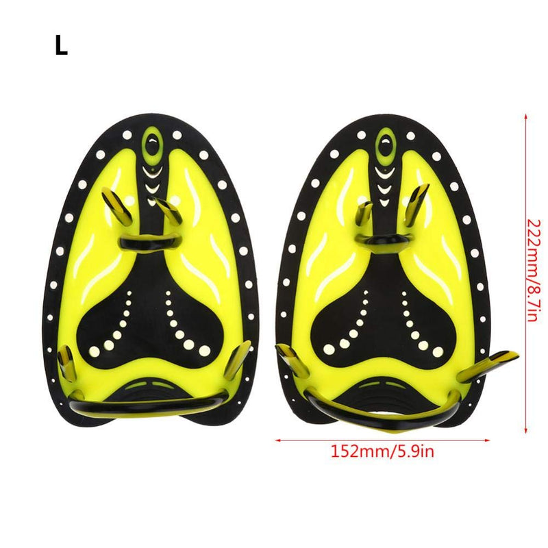 [AUSTRALIA] - SolUptanisu Hand Fins for Swimming Diving Paddles Adjustable Webbed Training Fin Scuba Equipment,1 Pair L-Yellow 