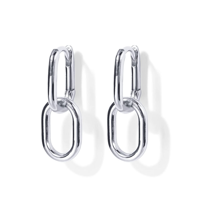 PAVOI 14K Gold Convertible Link Earrings for Women | Paperclip Link Chain Earrings | Drop Dangle Earrings white-gold - BeesActive Australia