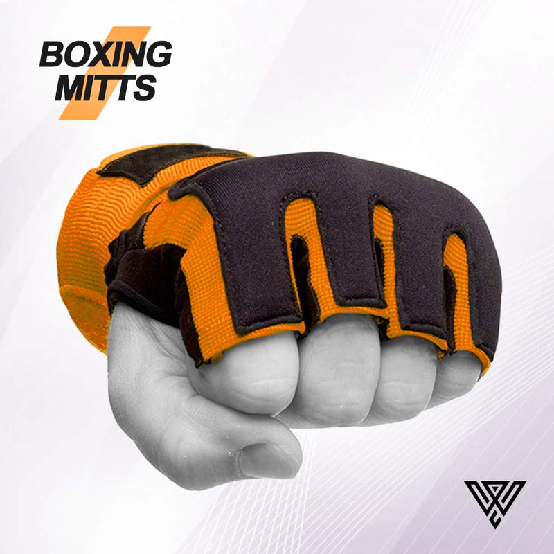 [AUSTRALIA] - WYOX Boxing Wraps MMA Gloves Inner Boxing Gloves for Women & Men - EZ-Off & On - Thick Knuckle Padding - Breathable Fabric Orange L-XL 