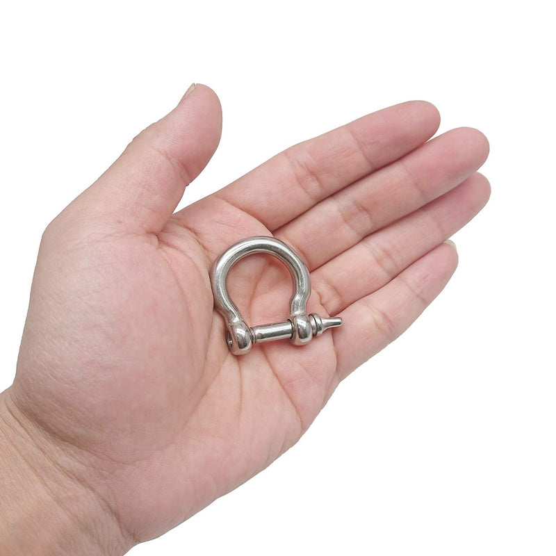 Hulless 1/4 Inch D Ring Shackles 6 mm Screw Pin Anchor Shackle 304 Stainless Steel Heavy Duty Bow Shape Load Clamp for Traction Steel Wire 6 Pcs. - BeesActive Australia