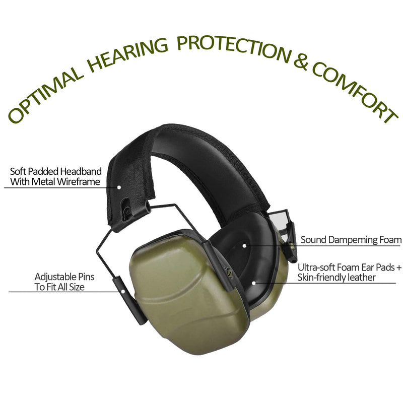 34 dB NRR Noise Reduction Safety Shooting Ear Muffs,Shooters Hearing Protection Adjustable Ear Muff,Ear Defenders for Hunting - BeesActive Australia