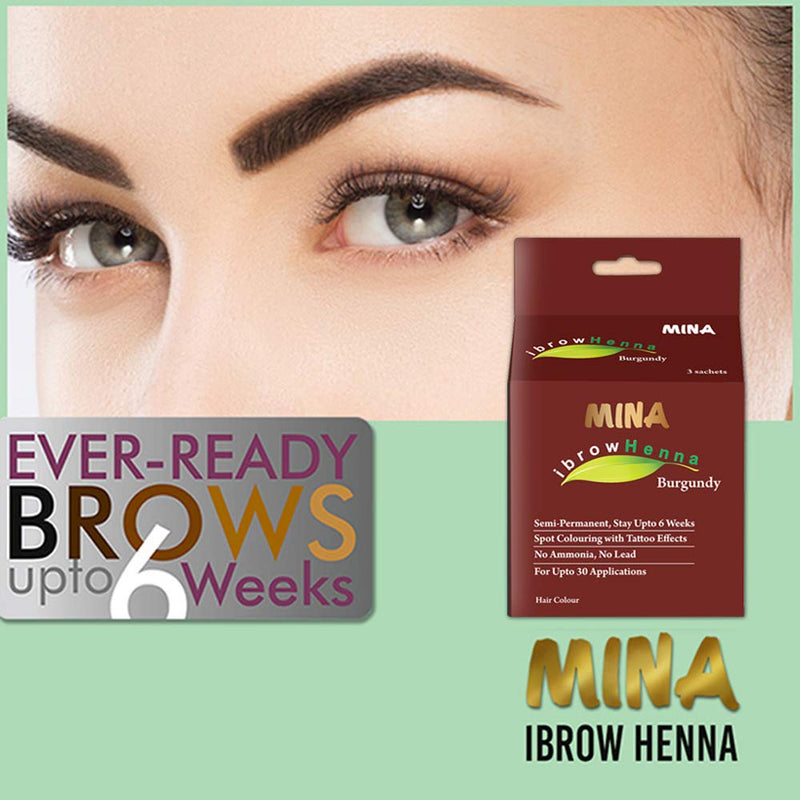 MINA ibrow Henna Burgundy Tint Kit with Brow Cleanser - BeesActive Australia