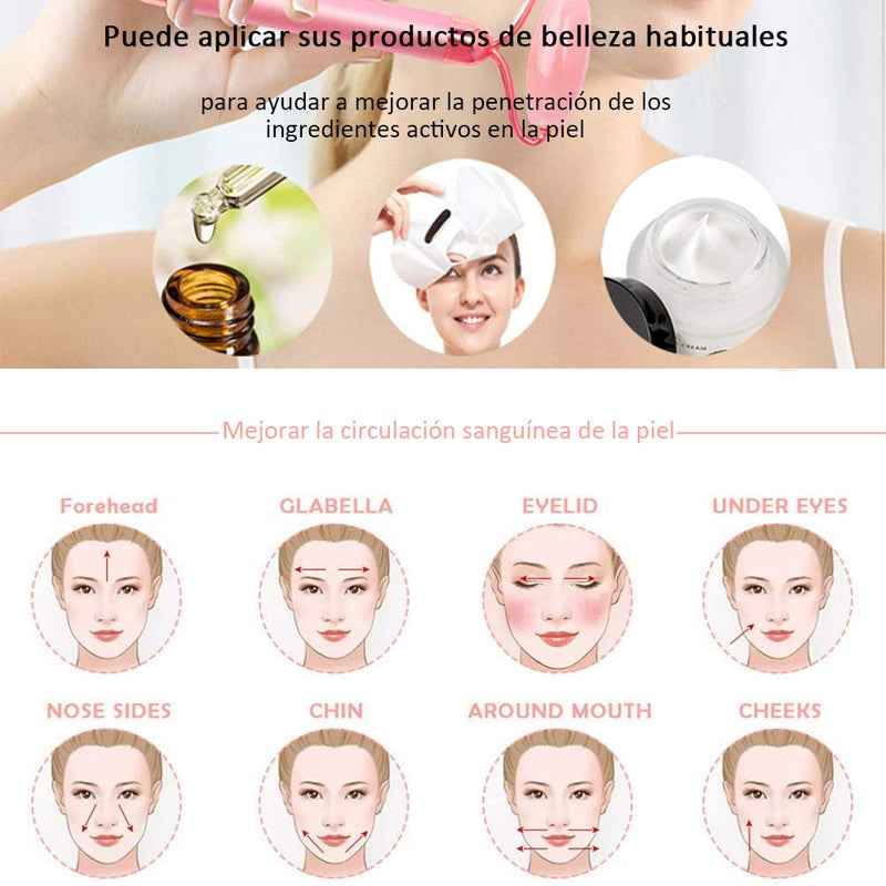 Electric Jade Roller Face Massager,3-in-1,100% Natural Rose Quartz Facial Roller Kit,Skin Care Beauty Roller Tool for Anti-Aging,Anti-Wrinkle,Skin Tightening,Chin Toning Roller,Oil Serum,Rose Gold - BeesActive Australia