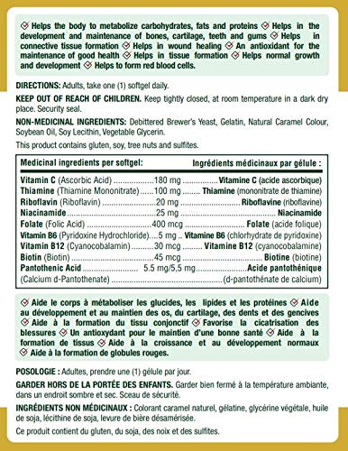 Nature's Bounty Absorbable B-Complex with Folic Acid Plus Vitamin C, 100 Softgels - BeesActive Australia