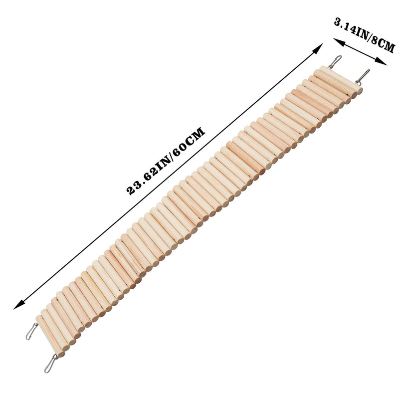 Rat Ladder Bridge, Wooden Hamster Climbing Ladder Toy, Small Animals Cage Accessories for Bird Parrot Hamster Mouse Rat Sugar Glider Hermit Crab Sugar Glider Chinchilla(23.62x3.14 Inches) - BeesActive Australia
