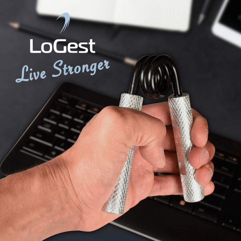 Logest Metal Hand Grip Strengthener 100LB-350LB No Slip Heavy-Duty Grip Strengthener with Gift Box, Great Wrist & Forearm Hand Exerciser, Home Gym, Hand Gripper Grip Strength Trainer Silver - 100LB - BeesActive Australia