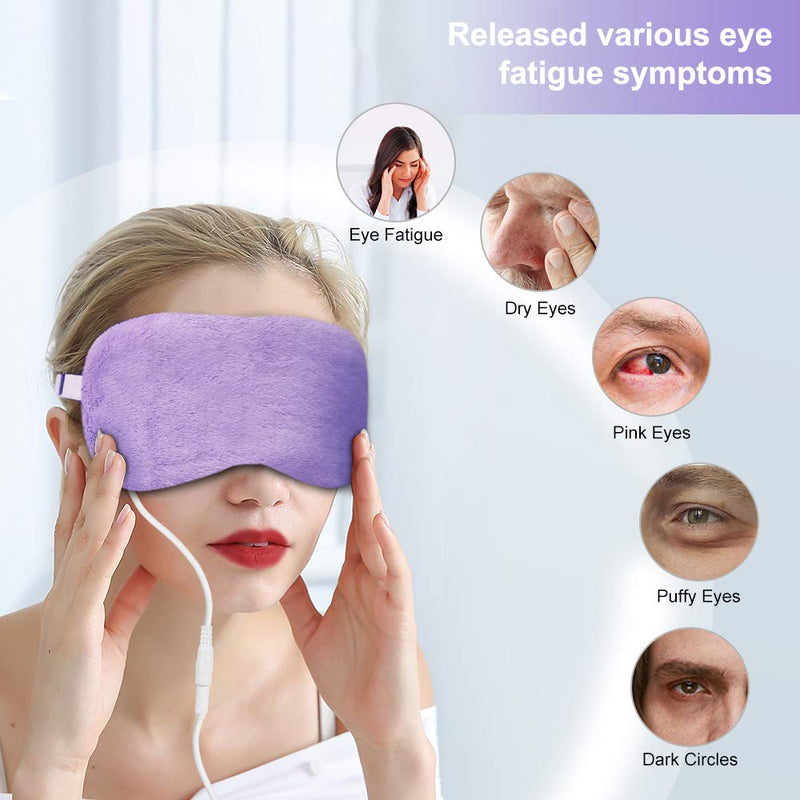 Heated Eye Mask for Dry Eyes, Comfortable & Super Soft USB Eye Warm Compress Mask with Flaxseed, Lavender, Adjustable Strap, Adjustable Temperature and Time Control, Relieve Tired Eye (Purple) Purple | Usb & Microwave - BeesActive Australia