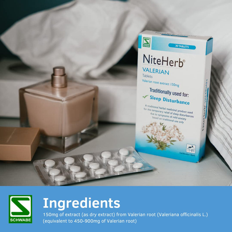 Schwabe Pharma - Niteherb - Valerian Root Extract 150mg - Traditionally used for Sleep Disturbances - Traditional Herbal Medicinal Product - 30 Tablets - BeesActive Australia