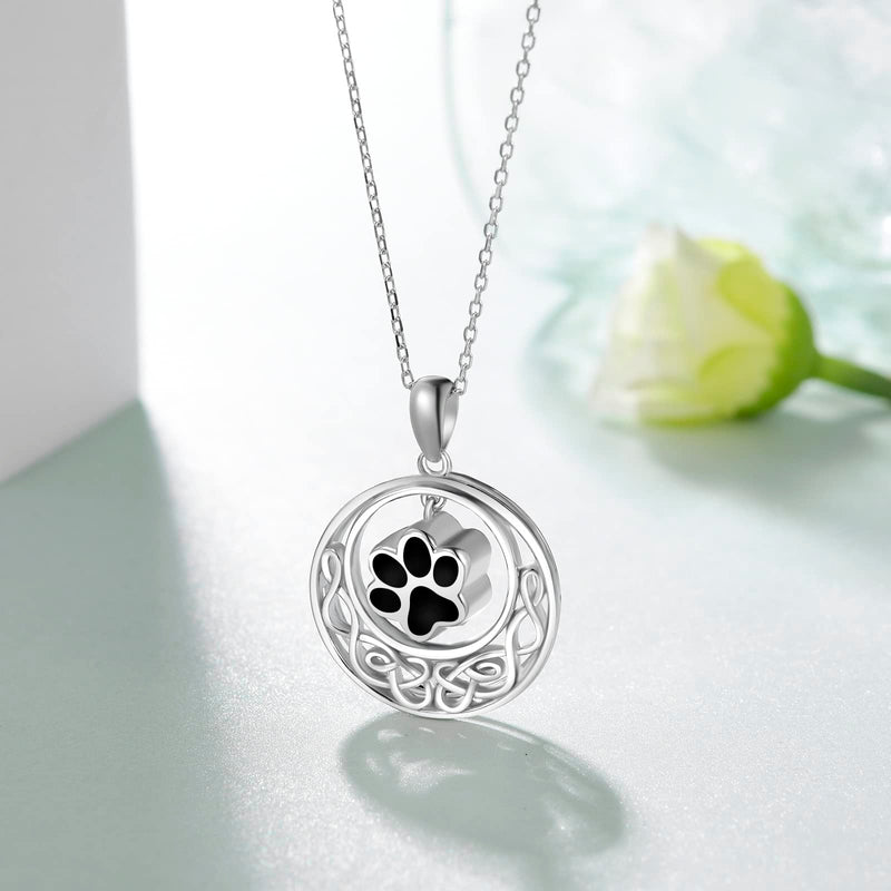 Paw Print Urn Necklace for Ashes 925 Sterling Silver Dog Cat Ashes Necklaces Memorial Keepsake Cremation Jewelry Gifts for Ashes Pet Ashes - BeesActive Australia