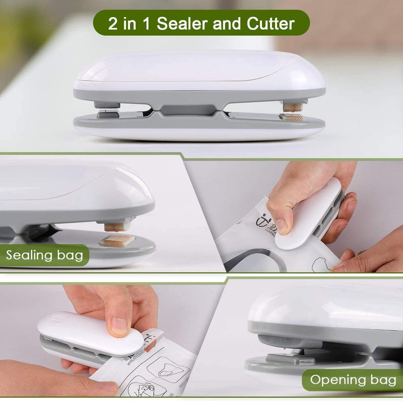 Mini Bag Sealer Heat Seal, 2 in 1 Sealer and Cutter Portable Mini Sealing Household Machine with Detachable Hook for Plastic Bags - BeesActive Australia