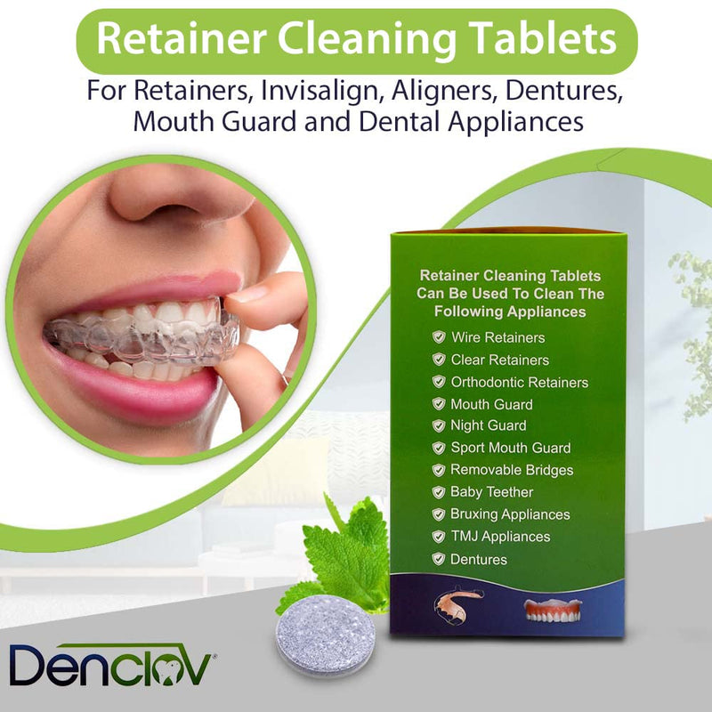 Retainer Cleaning Tablets, Fresh Brite & Stain-Free, for Invisalign, Aligners, Dentures, Mouth Guard, Denture Cleaner - 120 Tablets 4 Month Supply - BeesActive Australia