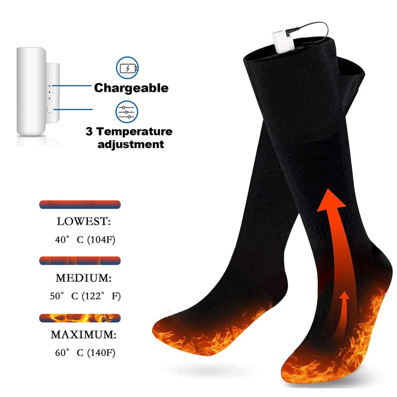 Heated Socks, Upgraded Rechargeable Thermal Electric Socks for Men & Women, Winter Warm Cotton Socks withsocks with 3 temperature settings for Winter Activities Including Fishing Camping Skiing,and More NEW-Black - BeesActive Australia