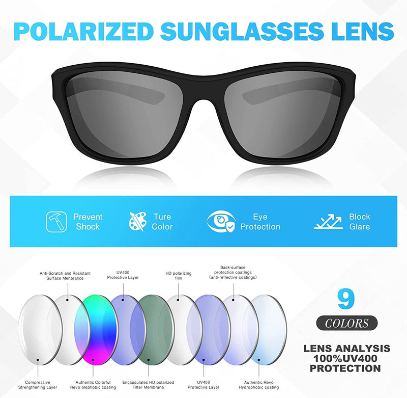 WFEANG Polarized Sports Sunglasses for Men Driving Cycling Fishing Sun Glasses UV Protection 2pack-black - BeesActive Australia