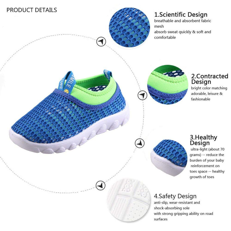 EQUICK Toddler Kids Water Shoes Breathable Mesh Running Sneakers Sandals for Boys Girls Running Pool Beach 4.5 Toddler C-blue - BeesActive Australia